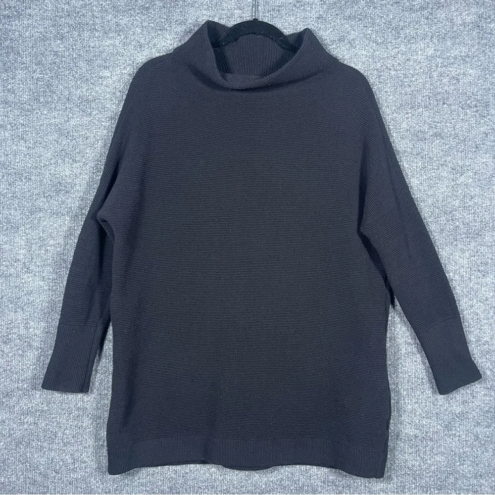 Free People Womens Small Black Ottoman Slouchy Tunic Mock Neck Oversized Sweater